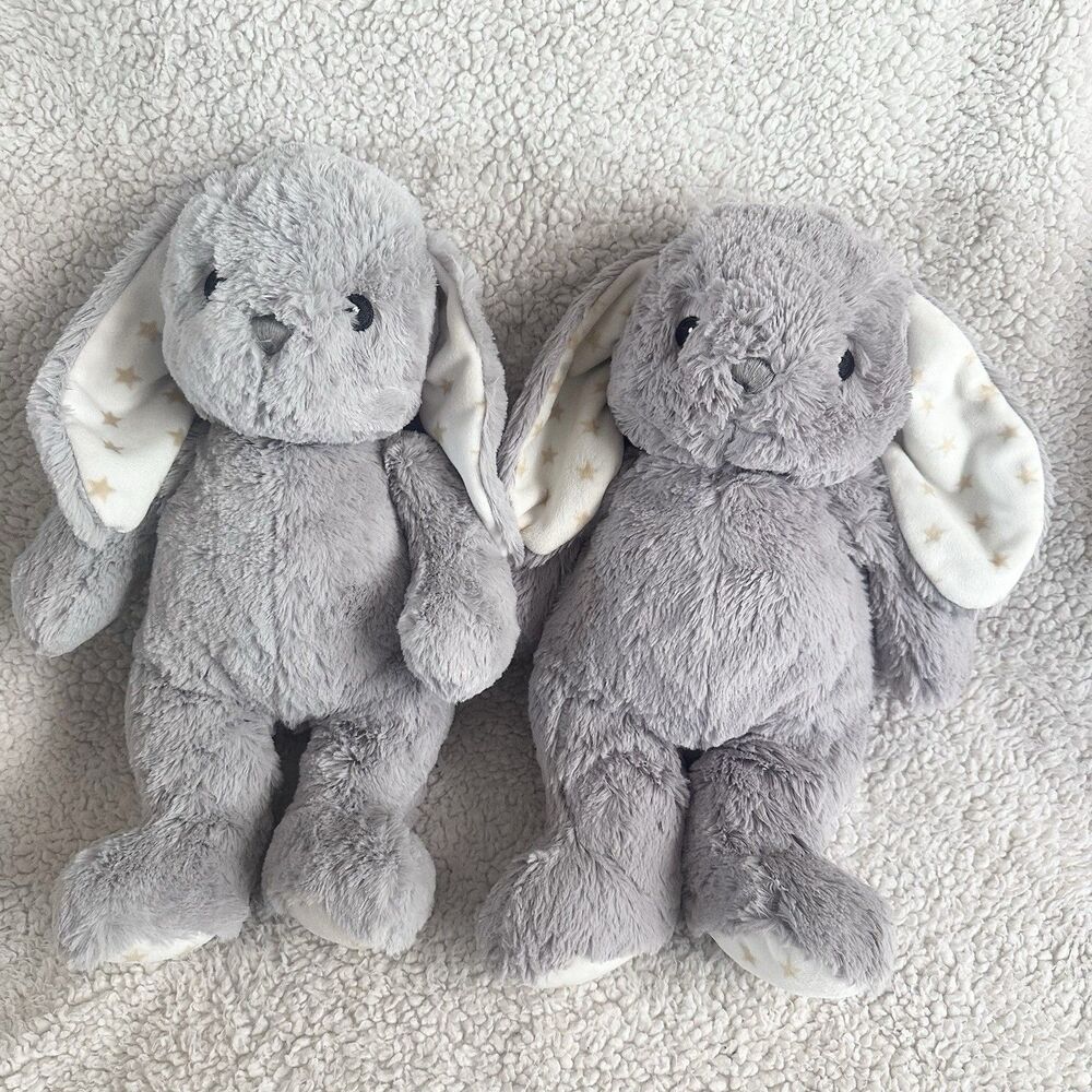 Cloud B Lot Of 2 Star Dreamy Hugginz Bunny Rabbit Gray 14" Stuffed Animal Toy